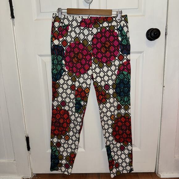 TRINA TURK Women’s Textured Ankle Pant Colorful Floral Print Size 4 - Picture 1 of 7